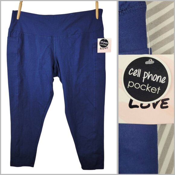 NEW Sweater Project Pants Crop Leggings Plus 3X Pull On Stretch Waist Navy Blue - Picture 1 of 7